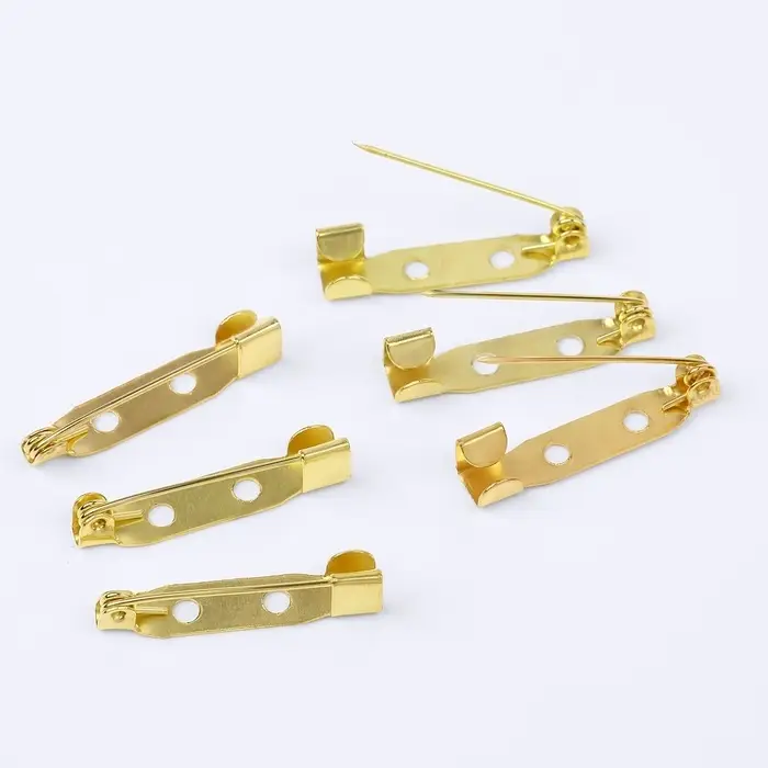 Основа для броши, 25 мм, 2 отверстия, 10 шт, цвет золотой