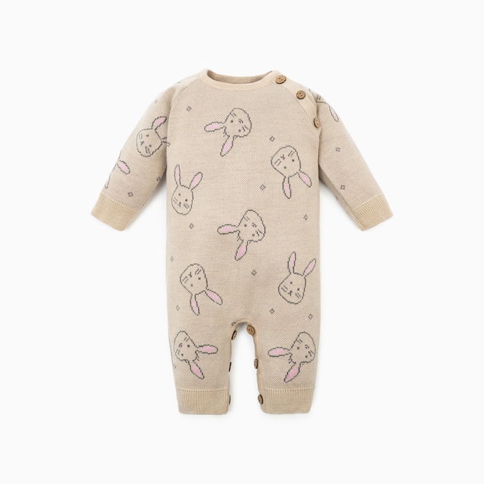 Комбинезон вязаный Крошка Я &laquo;Зайчики&raquo;, рост 80-86 см