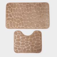 Коврики для ванной и туалета Доляна &laquo;Камни&raquo;, 2 шт, 40&times;50, 50&times;80 см, цвет бежевый