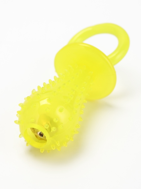 Игрушка жевательная "Соска" прозрачная, PP, 9,5 см,  жёлтая