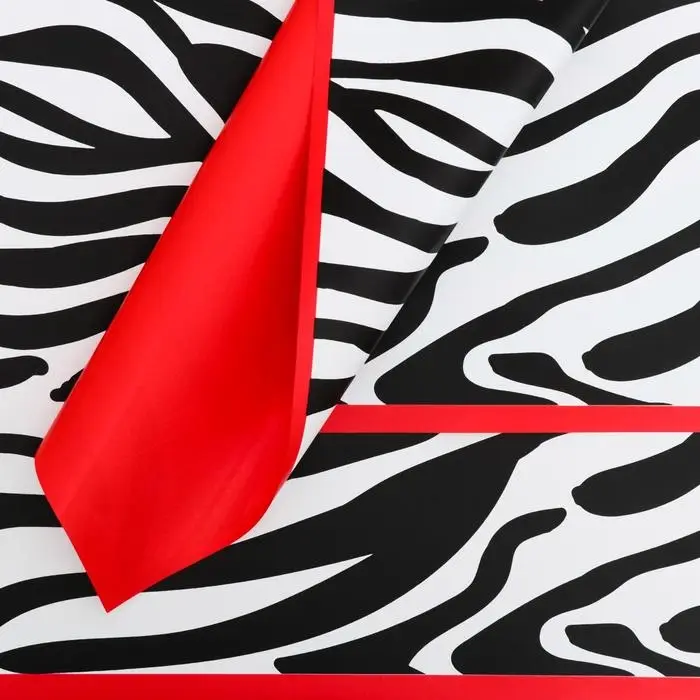 Пленка для цветов двухсторонняя "Зебра" красный, 58&times;58&plusmn;5% см