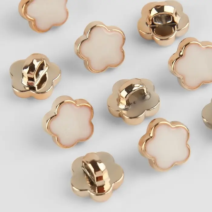 Набор пуговиц на ножке, d = 10 мм, 10 шт, цвет белый/золотой