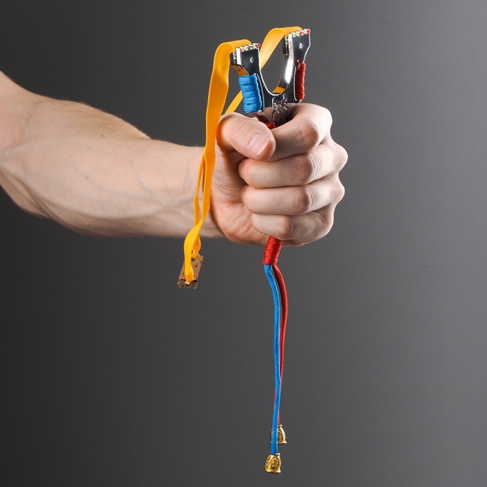 Рогатка металлическая "Паук" в текстильной оплётке, разноцветная