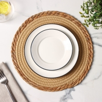 Салфетка сервировочная на стол Доляна &laquo;Мэг&raquo;, d=30 см, бежевая