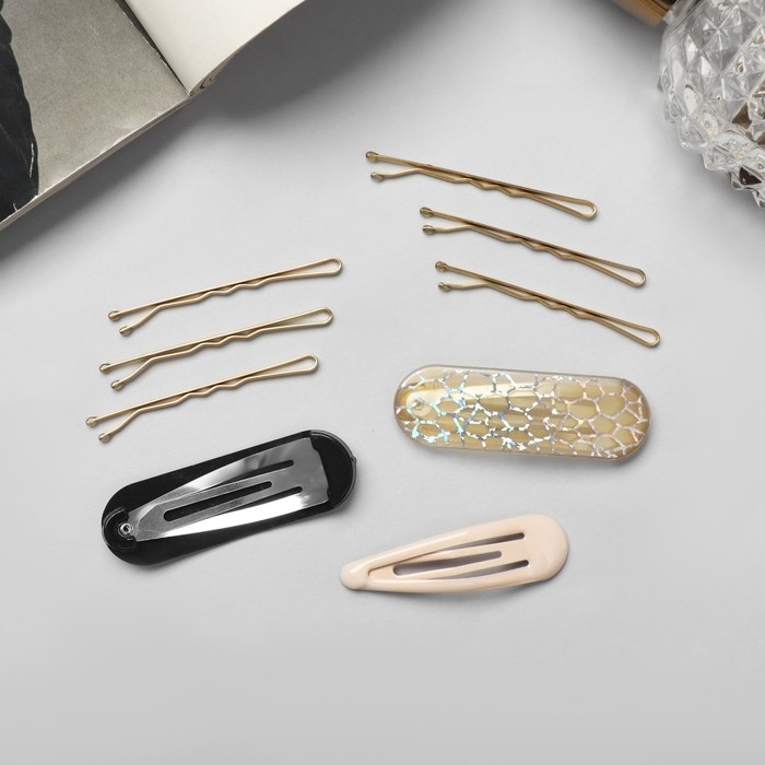 Невидимка для волос Невидимка для волос "Атлас" (набор 9 шт) 5 см, золото