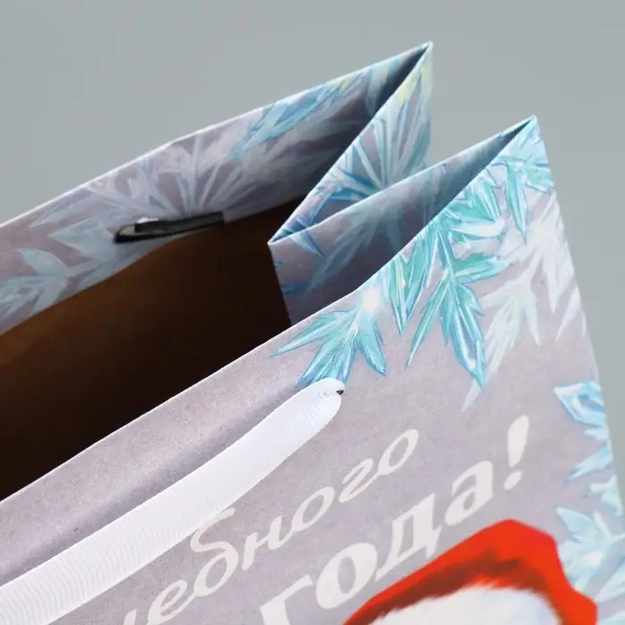 Пакет подарочный новогодний крафтовый &laquo;Мишутка&raquo;, ML 23 х 27 х 11.5 см