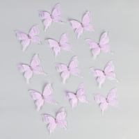 Декор для творчества &laquo;Бабочка&raquo;, трёхслойный, набор 12 шт., размер 1 шт. &mdash; 5 &times; 4,5 см, цвет сиреневый