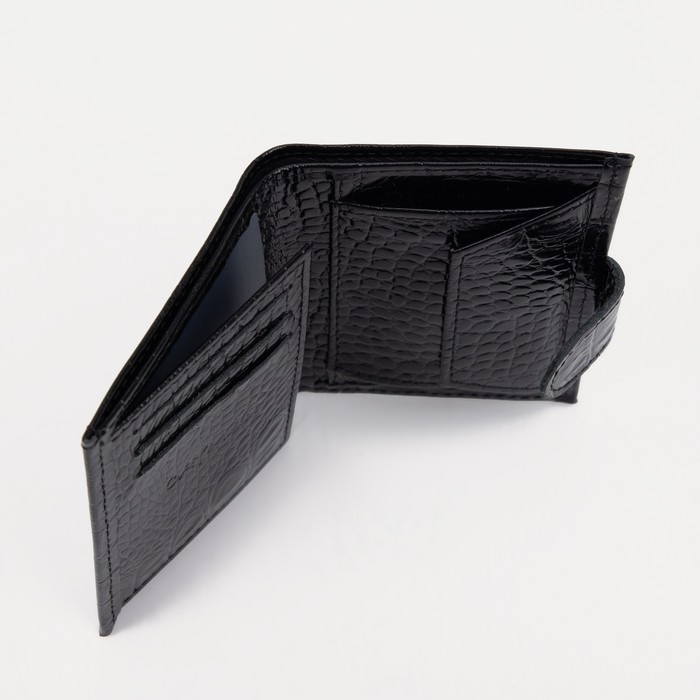 Портмоне мужское на кнопке, для купюр, для карт, для монет, цвет чёрный Портмоне мужское на кнопке, для купюр, для карт, для монет, цвет чёрный