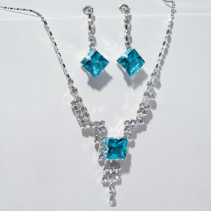 Набор 2 предмета: серьги, колье &laquo;Лёгкий флирт&raquo;, ромбики, цвет МИКС, 45 см