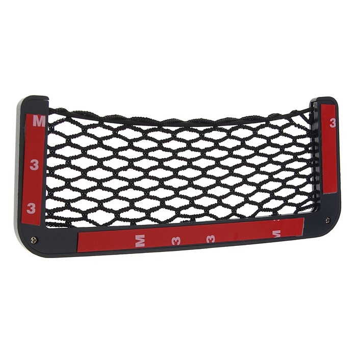 Карман-сетка под телефон на клейкой ленте, 14.5&times;8 см, чёрный