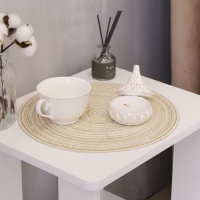 Салфетка сервировочная на стол Доляна &laquo;Дуо&raquo;, d=30 см, цвет бежевый