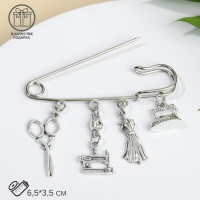 Булавка &laquo;Швея&raquo;, 6,5 см, цвет белый в чернёном серебре