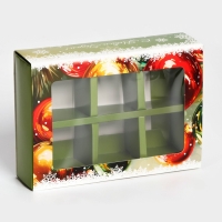 Новый год. Коробка под 6 конфет "Елочные игрушки", 13,7 х 9,8 х 3,8 см, кондитерская упаковка Новый год. Коробка под 6 конфет "Елочные игрушки", 13,7 х 9,8 х 3,8 см, кондитерская упаковка