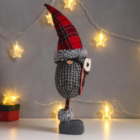 Кукла интерьерная "Совёнок в клетчатом колпаке и оленями на пузике" 49 см