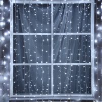 Гирлянда &laquo;Занавес&raquo; 2 &times; 3 м, IP44, УМС, белая нить, 760 LED, свечение белое, мерцание, 220 В