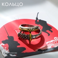 Кольцо &laquo;Япония&raquo; закруглённая катана, чернёное серебро + чернёное золото, 22 размер