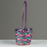 Корзина плетеная, D13 x H9/32 см, разноцветная, бамбук Корзина плетеная, D13 x H9/32 см, разноцветная, бамбук