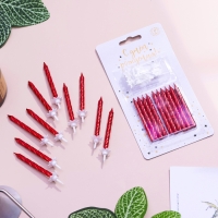 Свечи в торт "Спираль", 6 см, рубиновые, набор 10 шт Свечи в торт "Спираль", 6 см, рубиновые, набор 10 шт