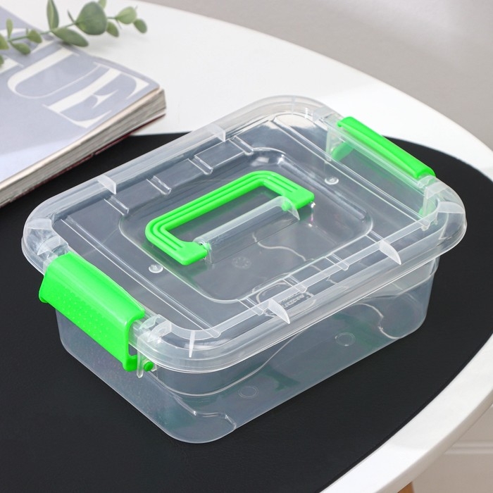 Контейнер для хранения, крышка с ручкой на защёлке, 20&times;15&times;7,5 см, цвет МИКС
