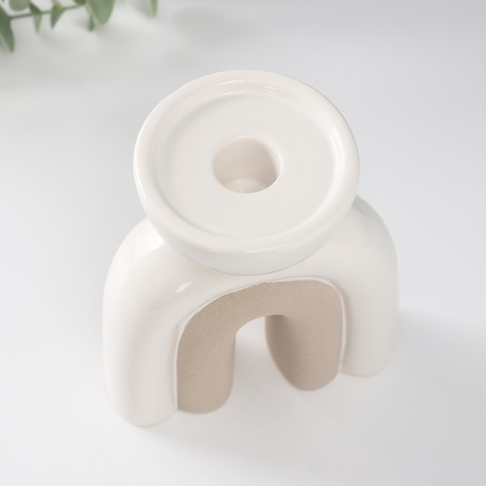 Подсвечник керамика на 1 свечу "Медуза" песочно-белый 11,7х8х15 см