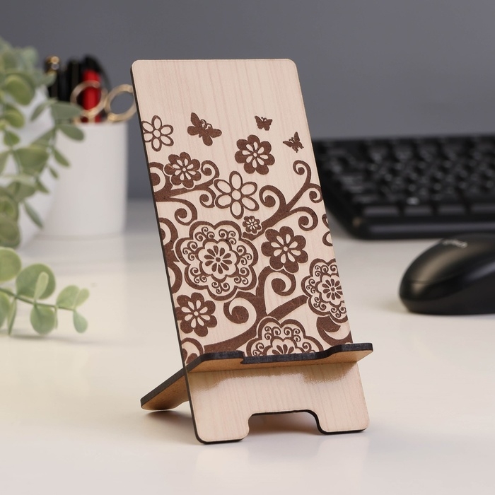 Подставка под телефон &laquo;Цветы и бабочки&raquo;, 7&times;8&times;15 см