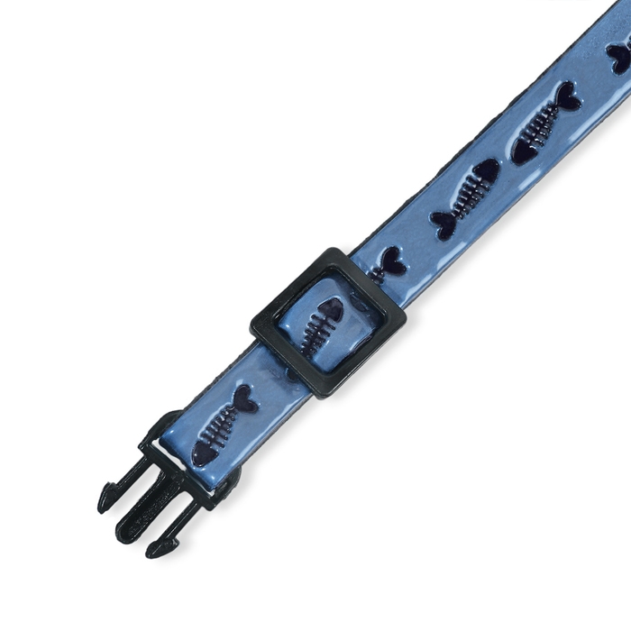 Ошейник кошачий со светоотражающим покрытием Ошейник кошачий со светоотражающим покрытием "Рыбки", 30 х 1 см, голубой