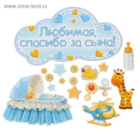 Набор магнитов на авто &laquo;Любимая, спасибо за сына!&raquo;, на выписку