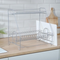 Сушилка для посуды с поддоном 2-х ярусная, 24&times;40&times;38 см, цвет хром