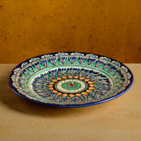 Тарелка Риштанская Керамика "Цветы", 22 см, синяя Тарелка Риштанская Керамика "Цветы", 22 см, синяя