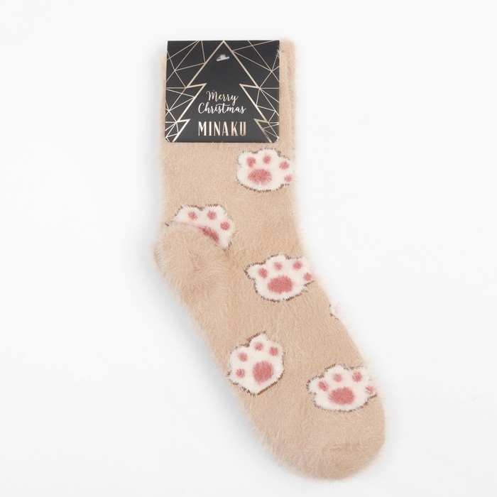 Носки женские махровые MINAKU &laquo;Лапки&raquo;, размер 36-39 (23-25 см)