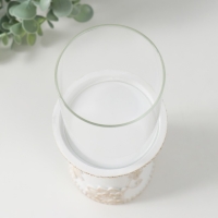 Подсвечник полистоун на 1 свечу "Цветение. Кружево" белая с золотой патиной 9,5х9,5х24,2 см   984823