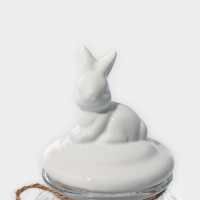 Банка стеклянная для сыпучих продуктов с керамической крышкой Доляна &laquo;Зайка&raquo;, 600 мл