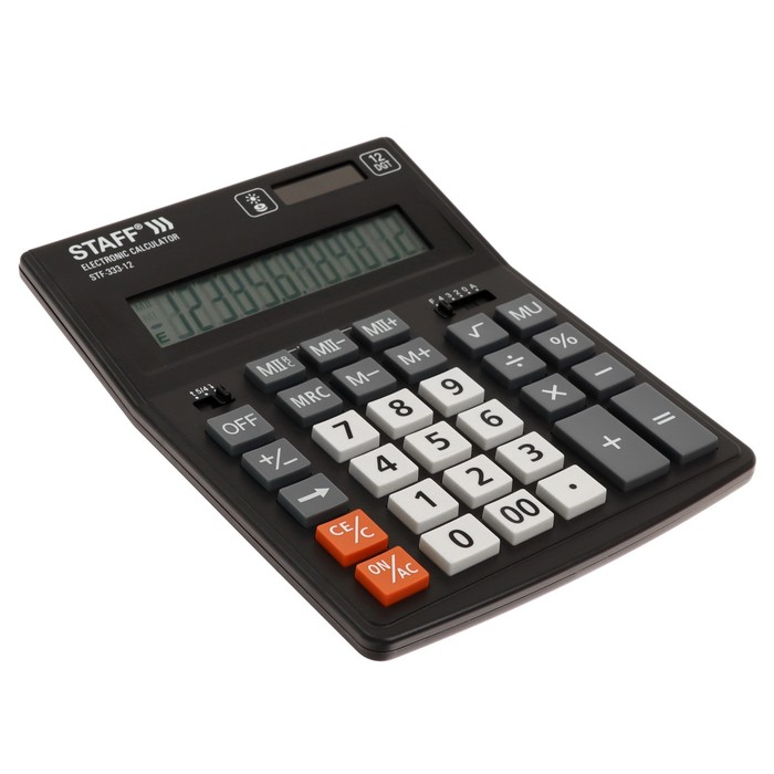 Калькулятор настольный 12 разрядов STAFF PLUS STF-333, двойное питание Калькулятор настольный 12 разрядов STAFF PLUS STF-333, двойное питание