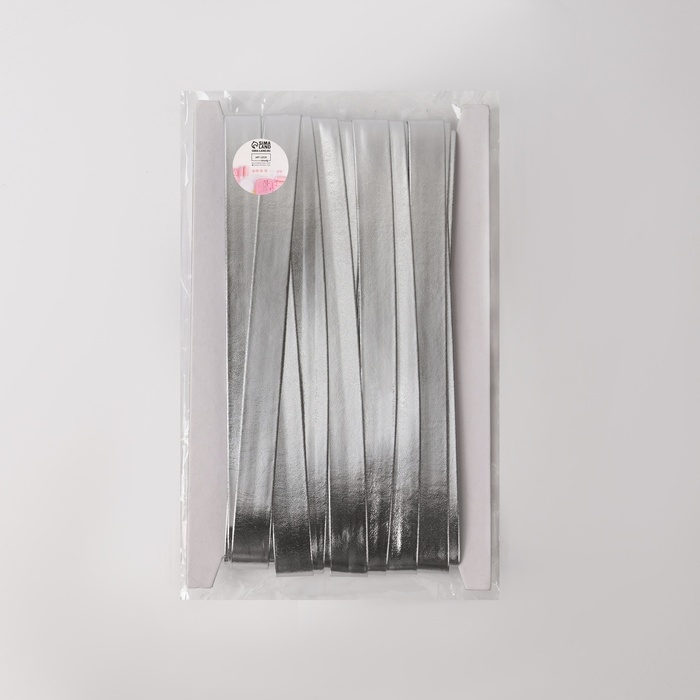 Косая бейка, кожаная, 15 мм &times; 10 &plusmn; 1 м, цвет серебряный