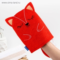 Мочалка детская для купания &laquo;Лисичка&raquo;, варежка, из махры