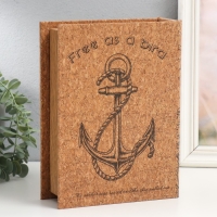 Шкатулка-книга дерево кожзам под пробку "Якорь" 6х18х24 см
