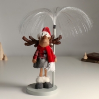 Кукла интерьерная свет "Лосик девочка в клетчатой кофте, серой юбке, у фонаря" 17х17х43,5 см   94880