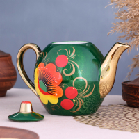 Набор &laquo;Маки на зелёном&raquo;, жёлудь, 3 предмета, самовар 3 л, заварочный чайник 0,7 л, поднос