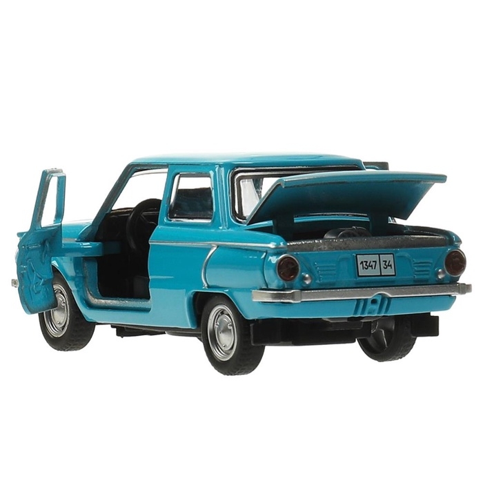 Машинка металлическая &laquo;ЗАЗ-968А&raquo;, ретро - модель &laquo;Запорожец&raquo;, открываются двери, багажник, инерция, 12 см голубой