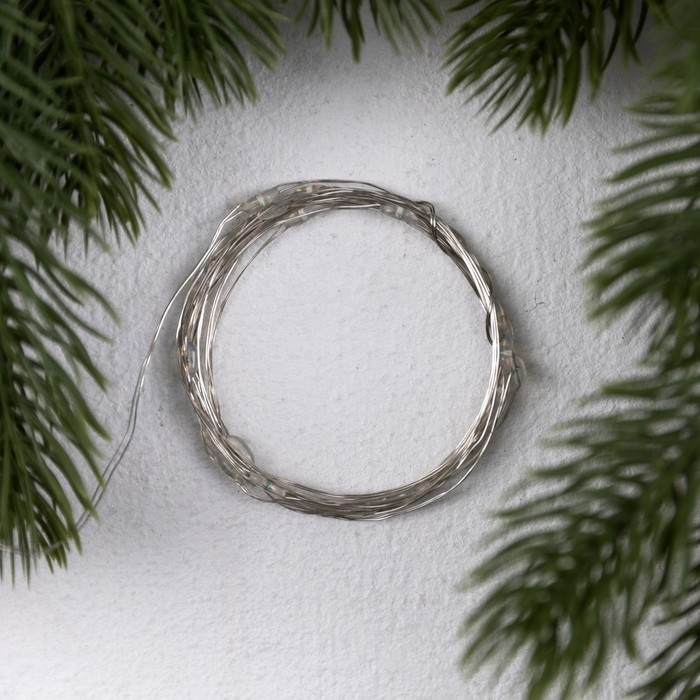 Гирлянда «Нить» 2 м роса. IP20, нить серебристая, 20 LED, 4.6 В, AG13x3 (в комплекте), 3 режима, свечение синее Гирлянда «Нить» 2 м роса. IP20, нить серебристая, 20 LED, 4.6 В, AG13x3 (в комплекте), 3 режима, свечение синее