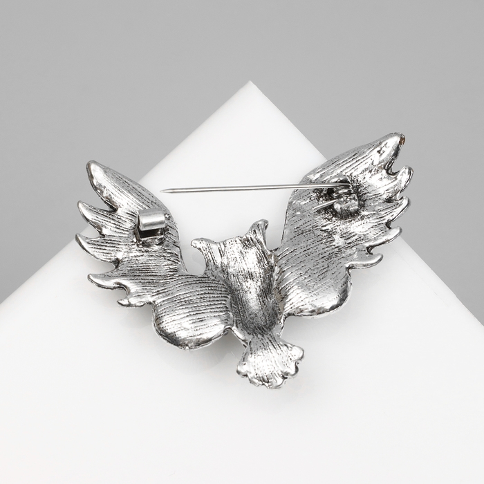 Брошь &laquo;Сова&raquo;, цвет фиолетовый в чернёном серебре