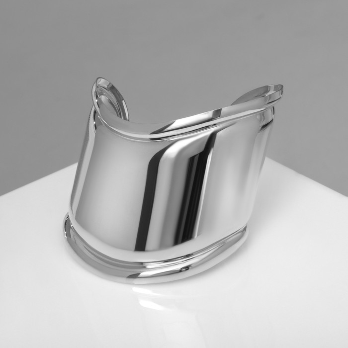 Браслет металл &laquo;Манжета&raquo; изгиб с полосой, цвет серебро