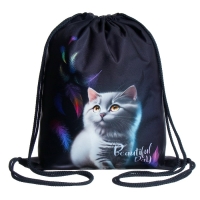 Мешок для обуви 435 х 360 мм, Stavia (плотность 600D с водоотталкивающей ПУ-пропиткой) "Кот и перья"