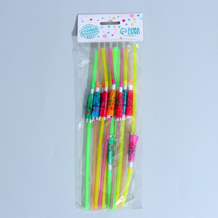 Трубочка для коктейля &laquo;Зонтик&raquo;, набор 12 шт.