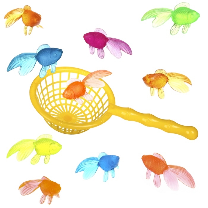 Набор игрушек для ванны &laquo;10 рыбок и сачок&raquo;, 11 шт, Крошка Я