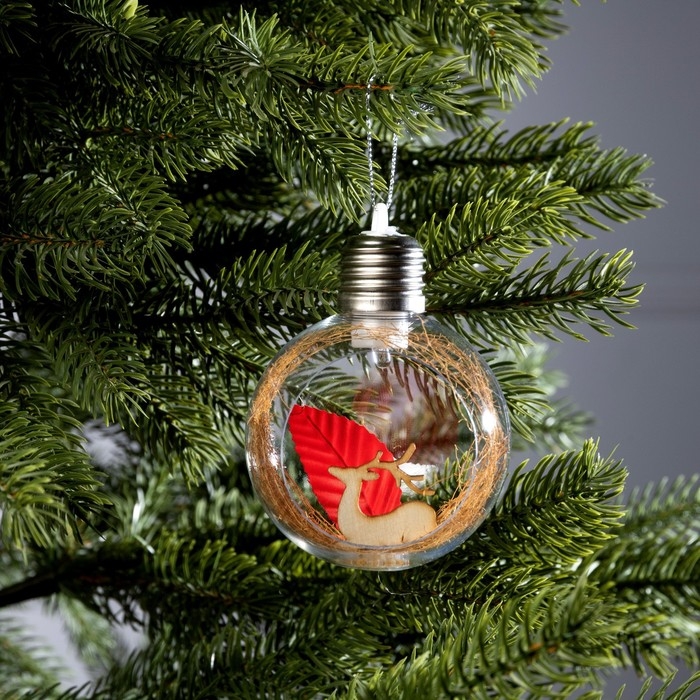 Ёлочный шар &laquo;Олень&raquo;, батарейки, 1 LED, свечение тёплое белое