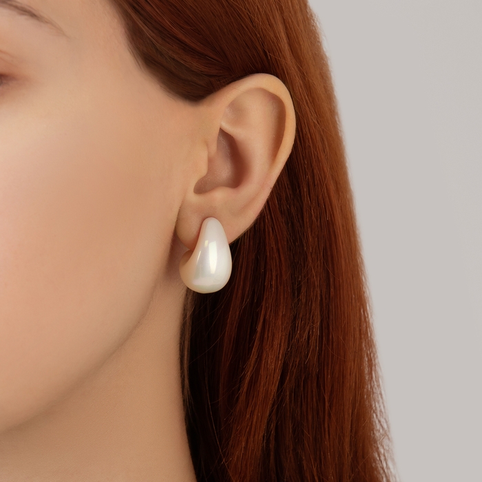 Серьги пластик &laquo;Капля&raquo; гладкие мини, цвет белый