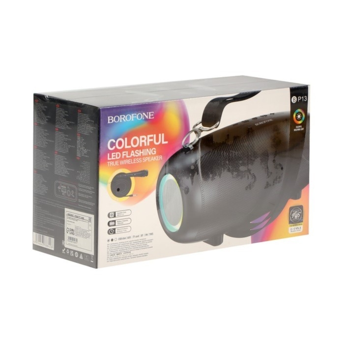 Портативная колонка Borofone модель BP13,10 Вт,1500 мАч,BT5.3,TFcard,USB,AUX,FM-радио,чёрная Портативная колонка Borofone модель BP13,10 Вт,1500 мАч,BT5.3,TFcard,USB,AUX,FM-радио,чёрная