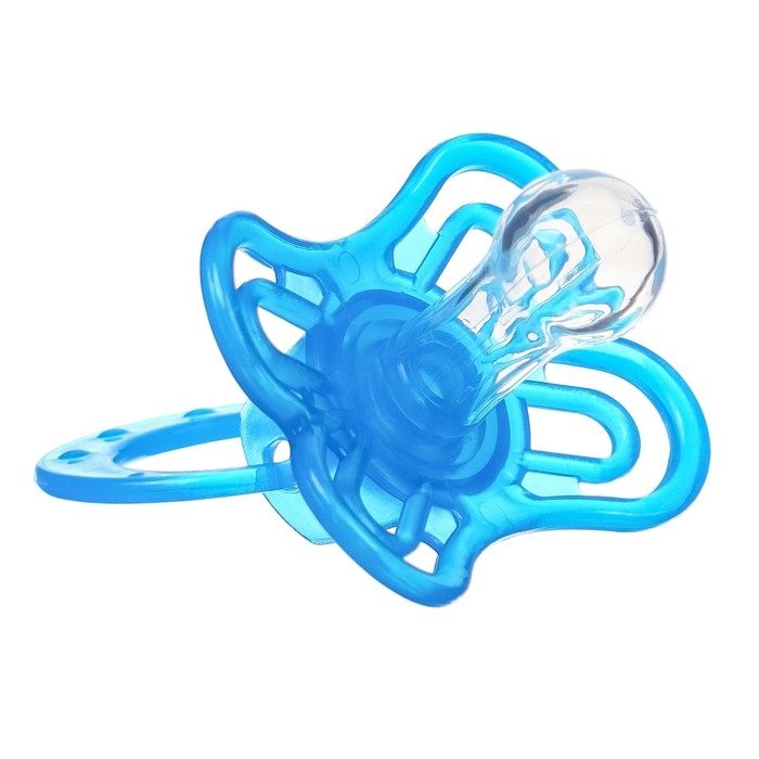 Соска - пустышка силиконовая классическая, от 6 мес.,с колпачком + держатель &laquo;Зайка&raquo;, цвет голубой