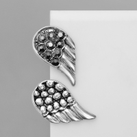 Серьги &laquo;Крылья&raquo; ангела, цвет серый в чернёном серебре